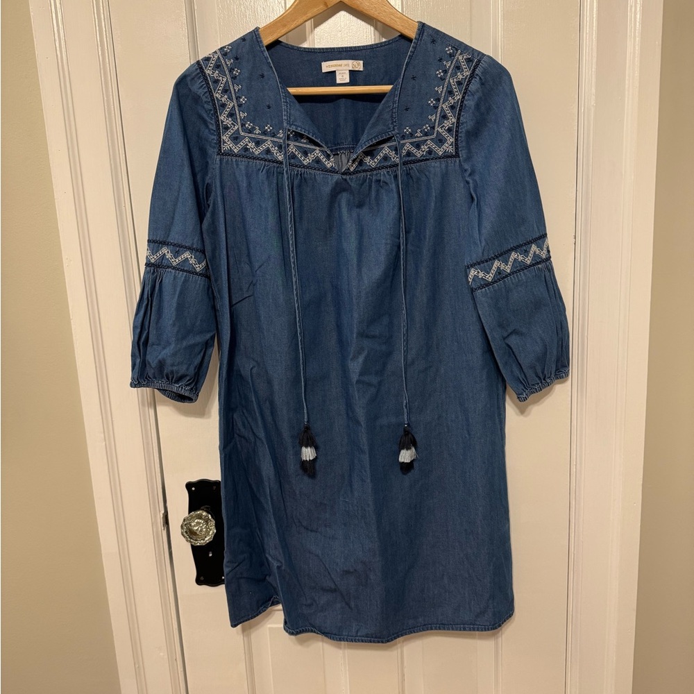 Blue Embroidered Tunic Dress